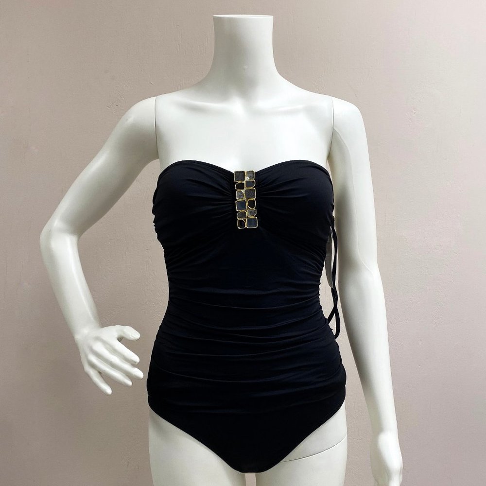 La Blanca Black One Piece Bathing Suit Size 4 NWT